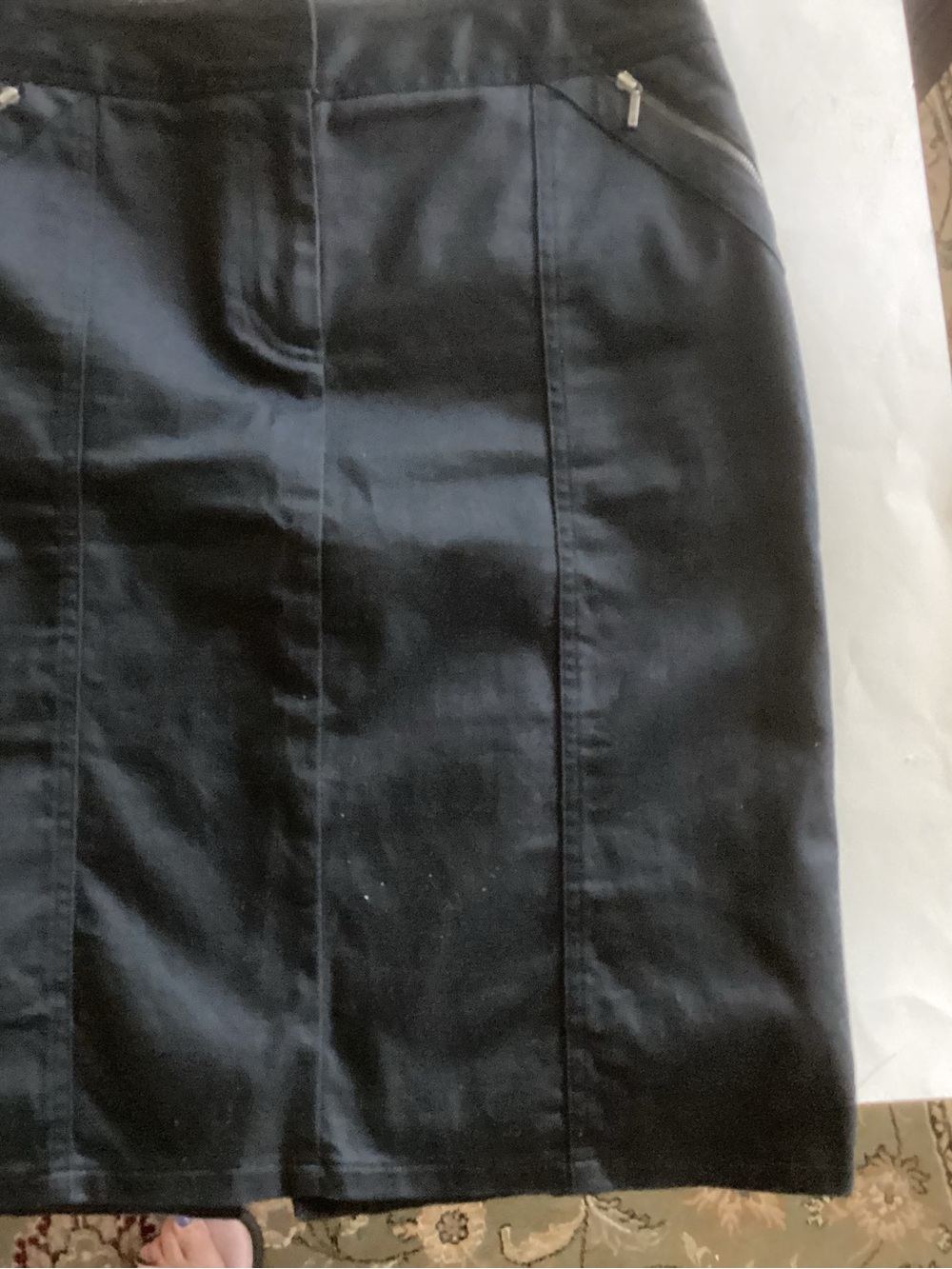 New York & Company Black Faux Leather Pencil Skirt with Zip Accents